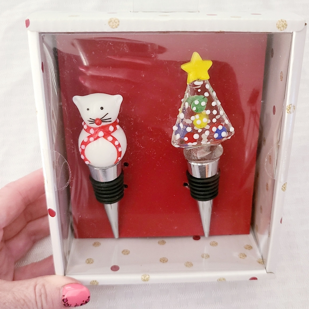 👀50% OFF🐈🎄🍾🍷NIB‼️ Boston Warehouse Trading Company Wine Bottle Stopper Set